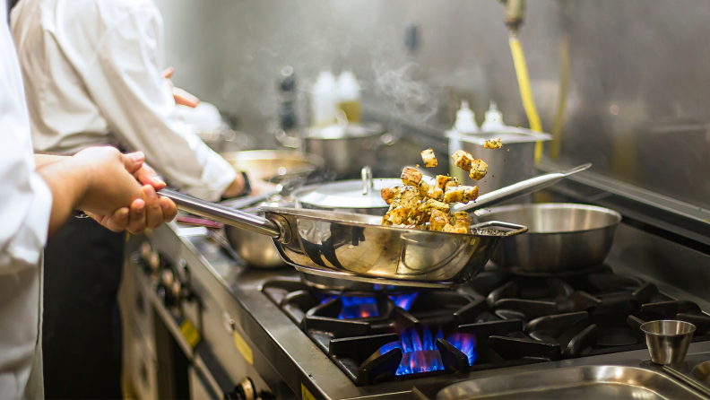Restaurant chefs use stainless steel cookware almost exclusively.