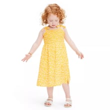 Product image of Toddler Smocked Tie Strap Ginkgo Yellow Midi Dress