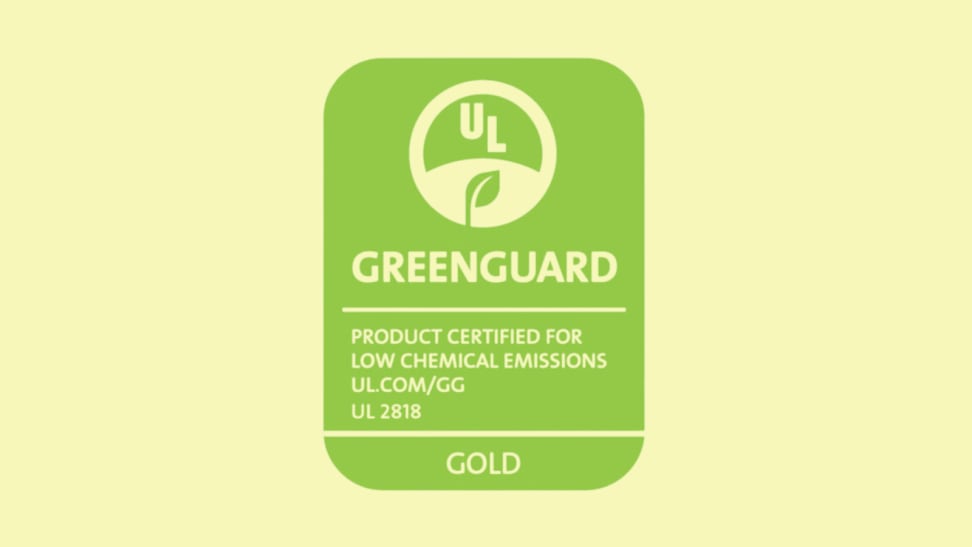 The UL Solutions Greenguard Gold logo appears on a yellow background.