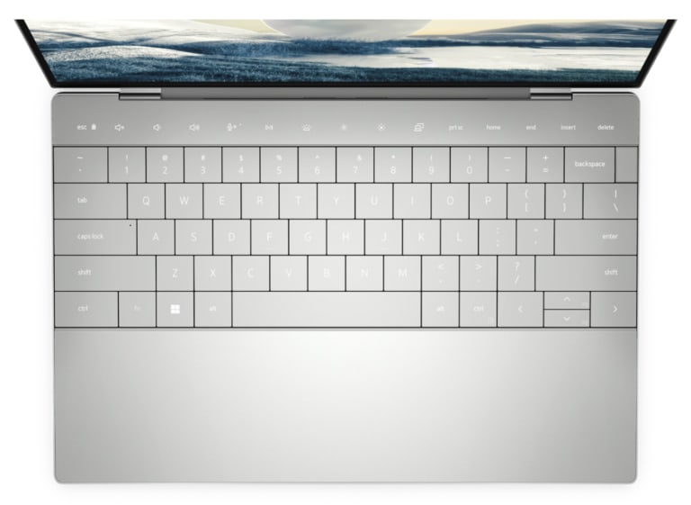 A top-down view of a laptop keyboard