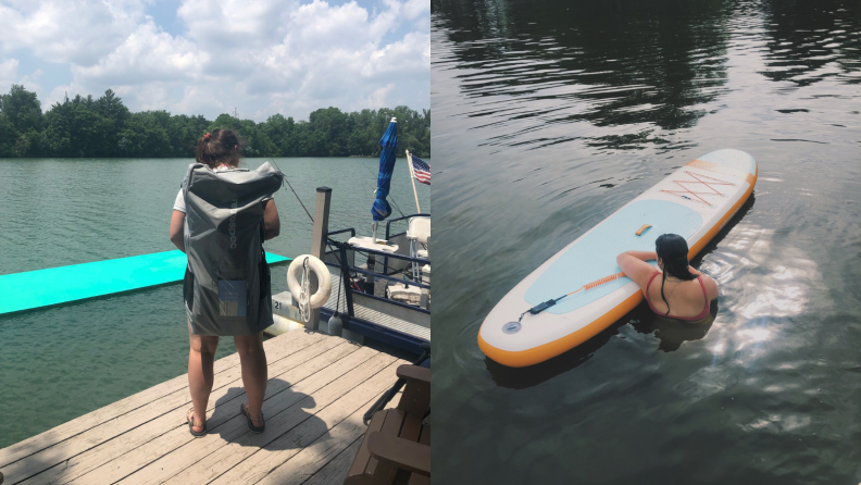 Girl with paddleboard.