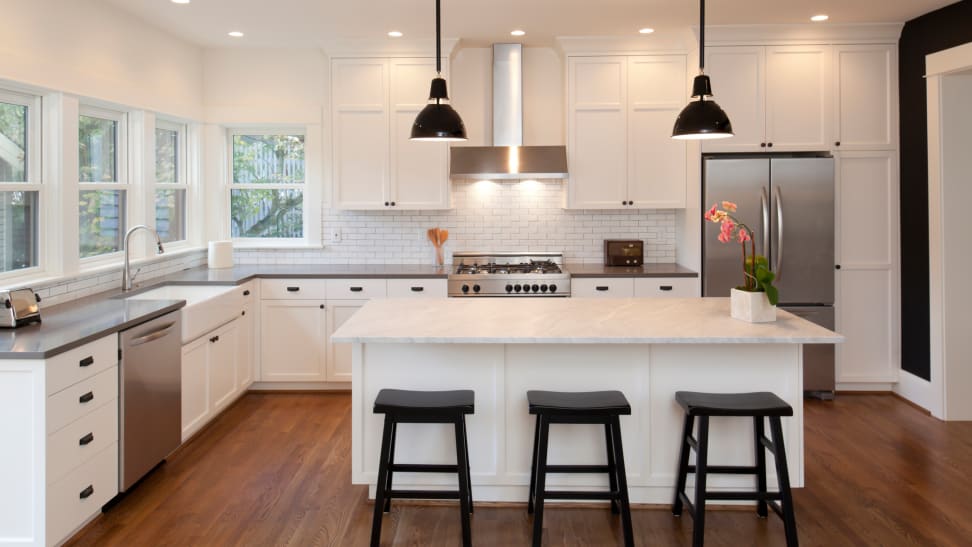 Sleek stainless steel appliances in a renovated kitchen