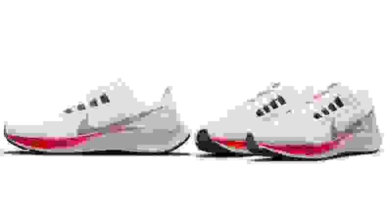 Pair of white Nike Air Zoom Pegasus sneakers.