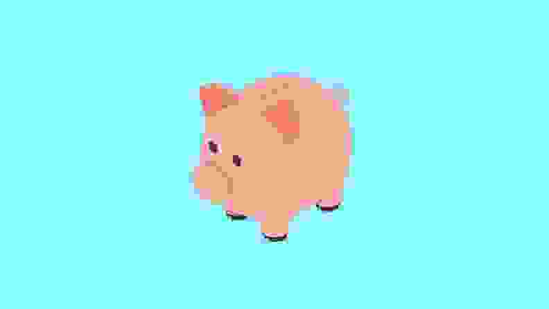 An illustrated piggy bank on a blue background