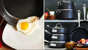 A collage of discounted All-Clad cookware.