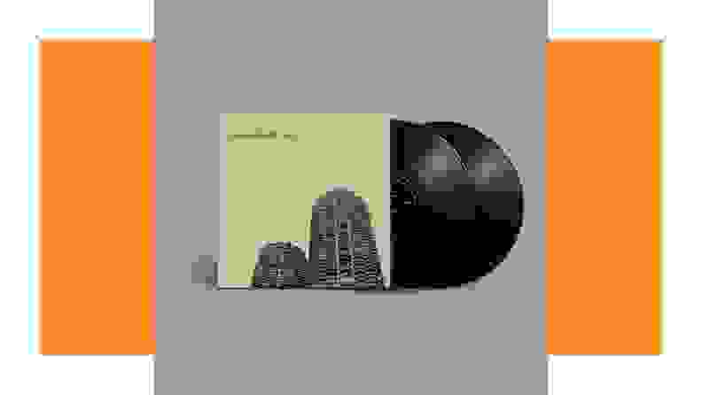 Vinyl record on an orange background