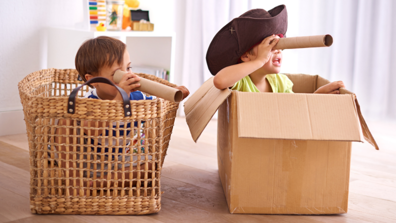 Two boys in boxes