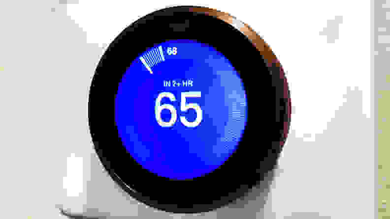 Nest Learning Thermostat with blue cooling screen