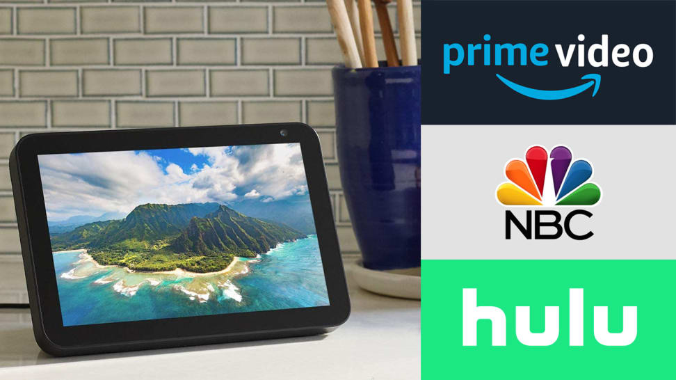 Echo Show with Prime Video, NBC, and Hulu logos