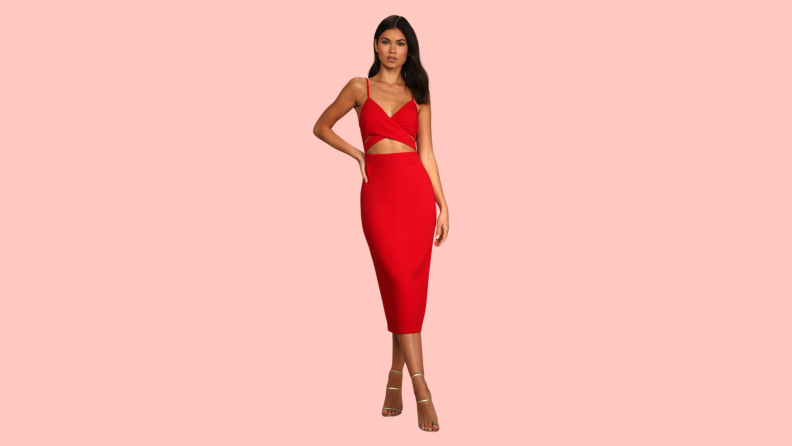 2 piece red tank and skirt