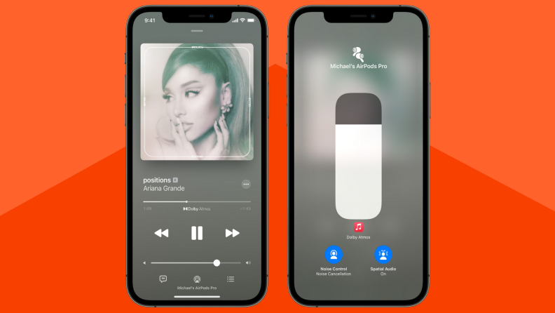 Two iPhones show the spatial audio feature.