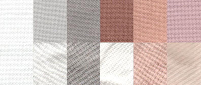 Before and after test stain results using the Normal cycle. From left to right: control, sweat, dirt, blood, cocoa, and red wine.