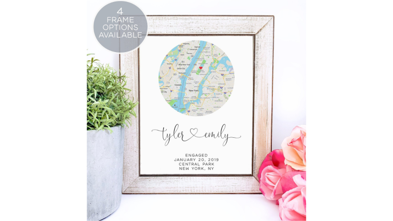 Best engagement gifts: Custom map art