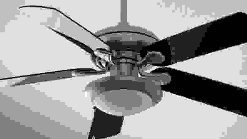 A close-up of a ceiling fan.