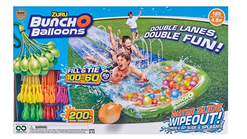 What could be more fun that sliding into a bunch of water balloons?