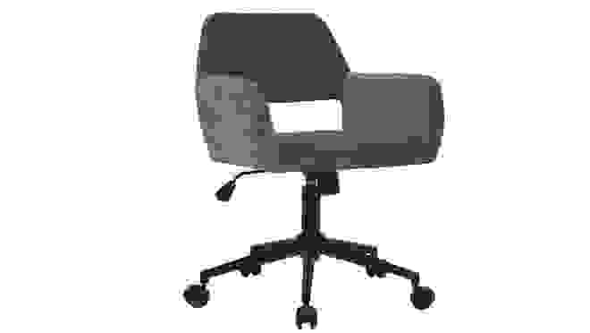 Product shot of dark blue desk chair.