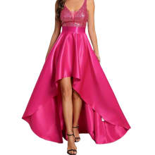 Product image of  Ever-Pretty Women's Glitter V-Neck A-Line High-Low Satin Prom Dress 