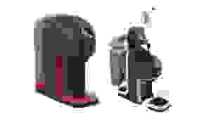 On right, Brü Maker in red color; on left, Brü Maker in black color, with all pieces detatched