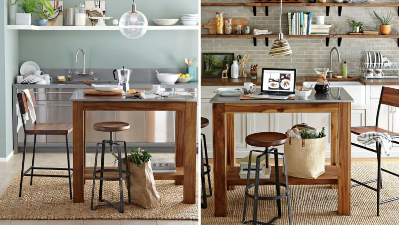 These 10 Portable Islands Work Hard In, Rustic Kitchen Island With 4 Stools