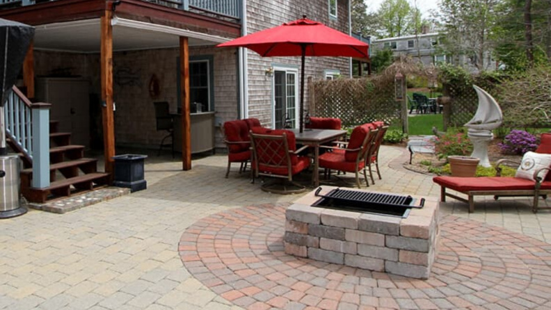 Stonewood Product's Cape Cod Fire Pit is modular and square, and it comes in three colors with an optional cooking grate.