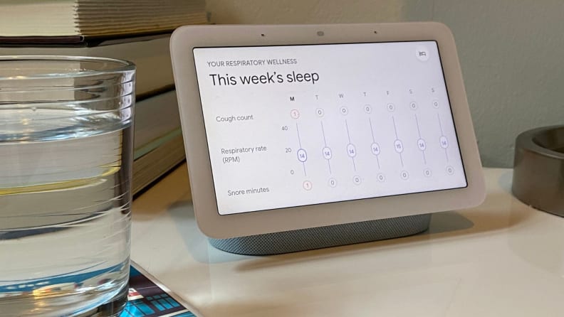 the nest hub displays someone's sleep breakdown