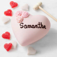Product image of Personalized Chocolate Breakable Pink Heart with Roses