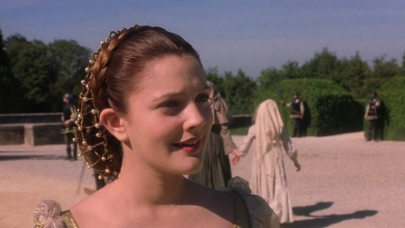 A still from 'Ever After' featuring Drew Barrymore as Danielle in Renaissance clothes.