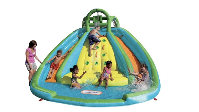 Childrens Kids Inflatable Double Water Slide With Speed Ramp Kids Fun Family Sum 