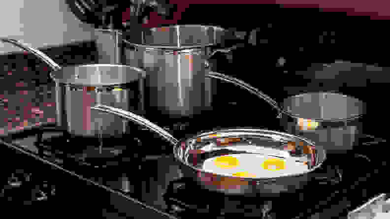 Cuisinart cookware set on stove