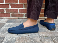person wearing Rothy's driver loafers for men