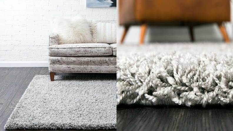 Unique Loom Solid Shag Collection Cloud Gray Area Rug