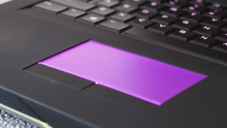 The touchpad lights up on the Alienware 17, and it looks glorious.