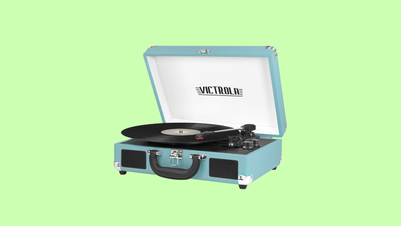 blue record player