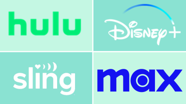 four streaming services on a green background