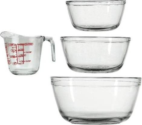 Product Image - Anchor Hocking 4-Piece Mixing Bowls and Measuring Cup Set