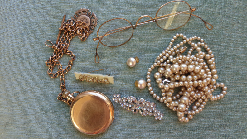 A collection of family jewelry heirlooms.