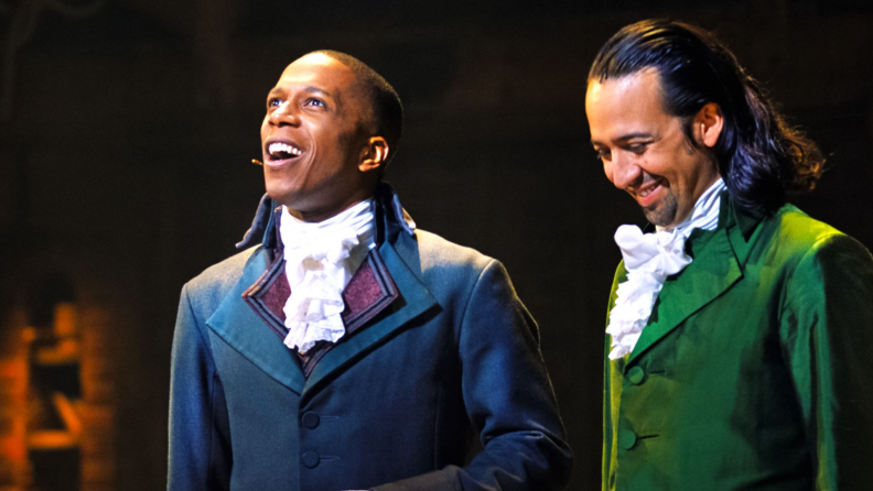 A still from Hamilton featuring Lin-Manuel Miranda