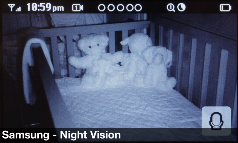 The Samsung BrightView's night vision is good enough to see what your baby is up to.