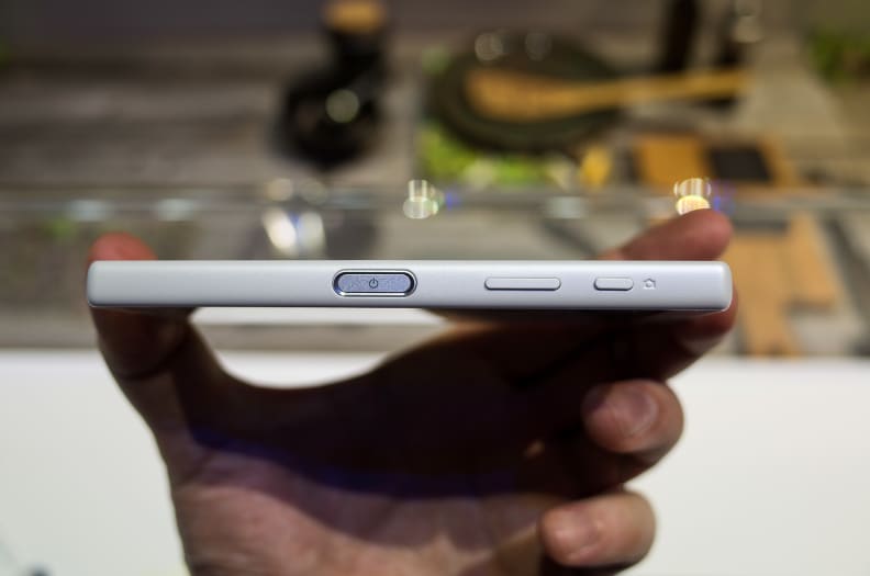 The new power button is chunkier, since it conceals the Z5s' new fingerprint scanner.