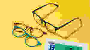 Eyeglasses on yellow background