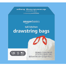 Product image of Amazon Basics Tall Kitchen Drawstring Trash Bags