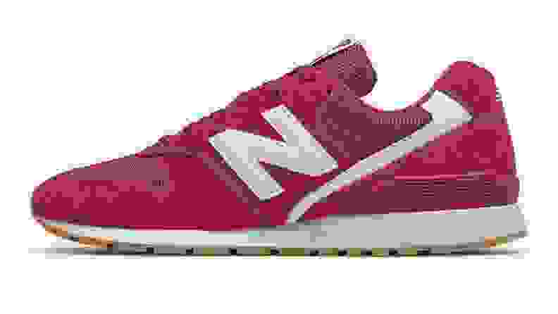 A red New Balance 996 shoe against a white background.