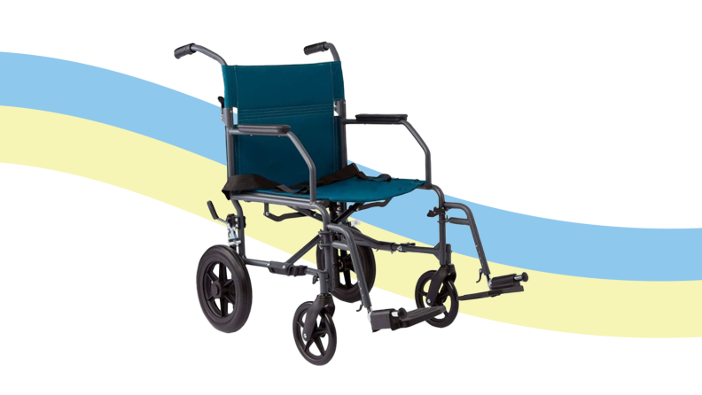 Medline Lightweight Transport Chair on a rainbow background
