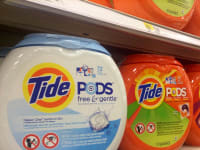 Laundry pods on a store shelf