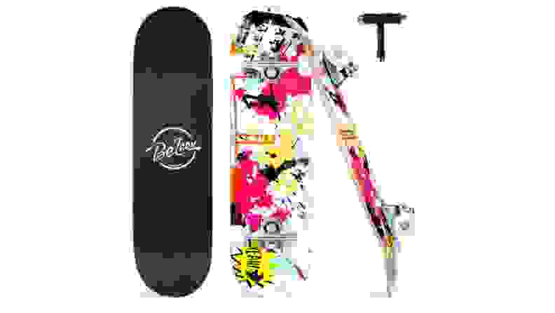 A multi-color skateboard