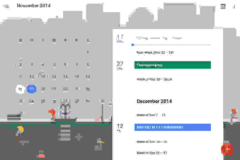 A screenshot of the Google Nexus 9's calendar app.