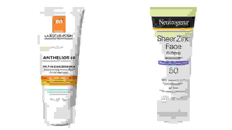 The La Roche Posay Anthelios Melt-In Sunscreen Milk and the Neutrogena Sheer Zinc Sunscreen Lotion SPF 50.