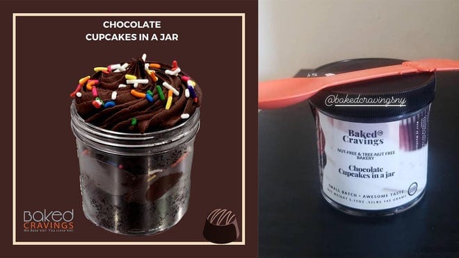 A chocolate cupcake in a jar.