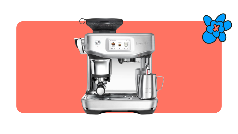 A Breville Barista Touch coffee machine in stainless steel finish.