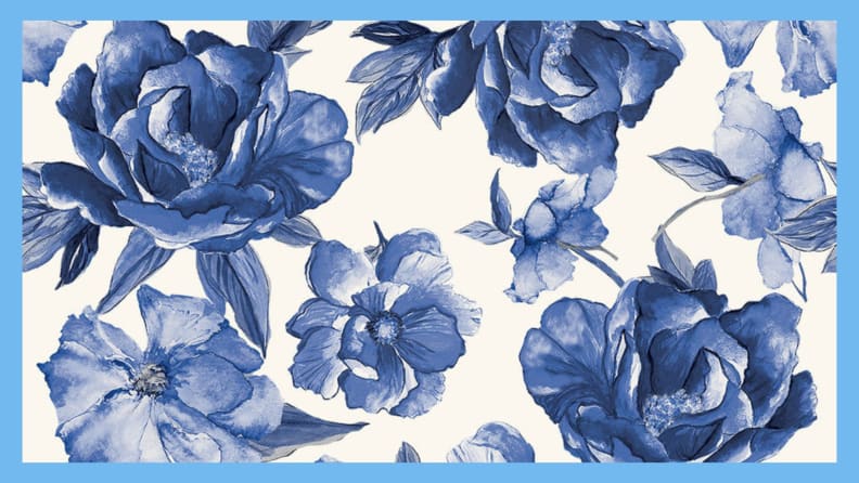 blue and white floral